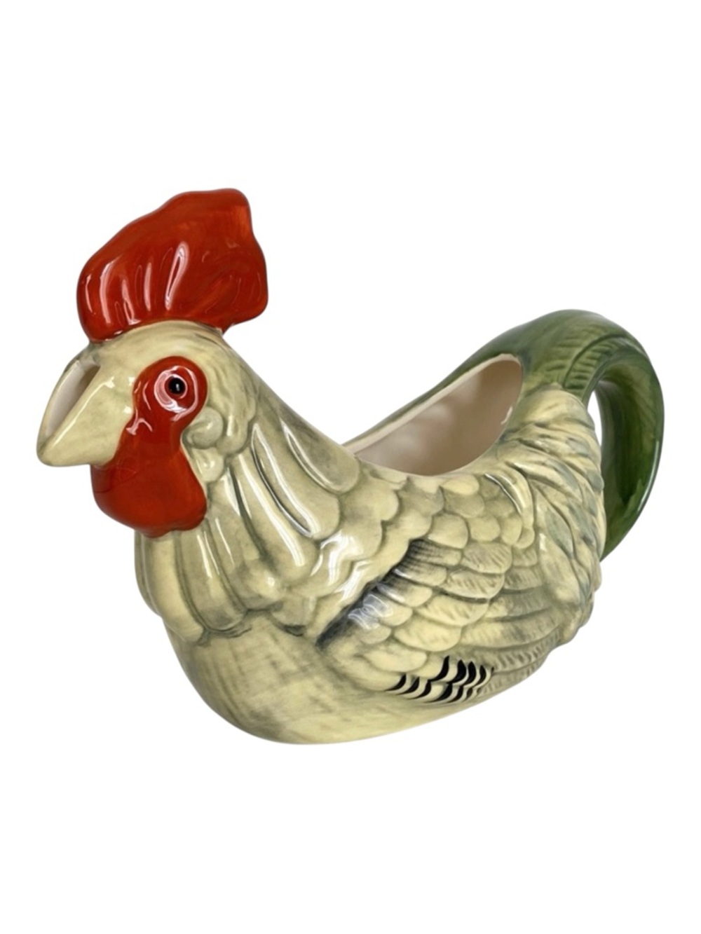 John Derian Rooster Stoneware Gravy Boat